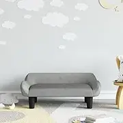 Kids Sofa Light Grey 70x40x24 cm Velvet - Plush Comfy Toddler Couch for Kids Room, Soft Chair for Baby, Toddlers - Durable Pine Wood Frame, Modern Design