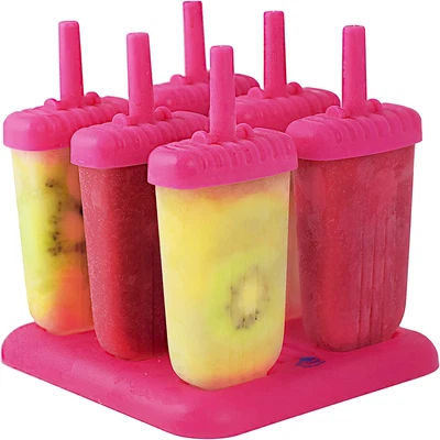 Frozen Ice Cream Molds Juice Popsicle Maker Lolly Pop Mould Tray 6-Cells - US