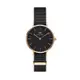 Daniel Wellington DW 手錶 Petite Cornwall 28mm寂靜黑織紋錶-黑錶盤-玫瑰金框 DW00100247