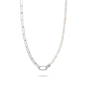 Buy Connect Charm Necklace Paperclip with Pearls Silver by Thomas Sabo online - THOMAS SABO Australia