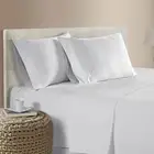 Bamboo Cotton 400TC Flat Fitted Sheet Set White Queen