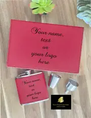 Customized & Personalized Engraving Design Leatherette Flask Box Set
