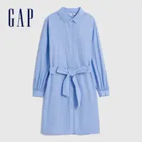 在飛比找蝦皮商城優惠-Gap 女裝 純棉翻領長袖洋裝-藍色(734152)