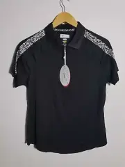 NWT WOMEN'S GREG NORMAN POLO, SIZE: XS, COLOR: BLACK/WHITE (J499)