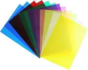 12Pcs Transparent Color Correction Lighting Gel Filter Gel Light Filter 11.7 x 8.3 Inches Plastic Sheets for Film, Video, Photo, Stage