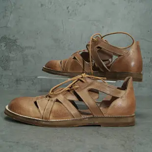 原創復古皮涼鞋男款夏季真皮手工做舊老式涼皮鞋包頭羅馬沙灘鞋潮