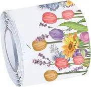 LOPUNER 1 Roll Spring Tulip Flower Bulletin Board Border Trim Self Adhesive Decorative Sticker for Classroom Office Chalkboard Whiteboard Decor Easy DIY Installation Stylish Design