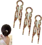 Shoyisenka 2025 New acetic acid U-shaped hairpin set - 3 pieces U-shaped retro women's hair clips, simple style plastic/resin claw hair accessories, solid color (9.5g) (Color D)