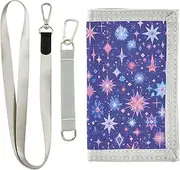 [Yoogain] Blue Pink Merry Christmas Stars mens slim wallet for womans unique slim wallets with lanyard, Blue pink Merry Christmas stars, 1 size, Fashion