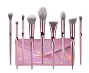 10Pcs Long-Pole Thumbprint Cosmetic Brushes Suit Professional Cosmetic Brushes