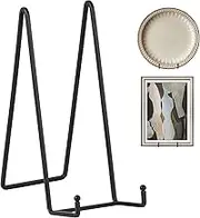 Large Plate Holder Display Stand - 10 inch Tall Plate Stands for Display - Metal Picture Frame Stand - Big Tabletop Easel Stand for Decorative Plates | Platter | Book | Plaque | Tile - 2 Pack - Black