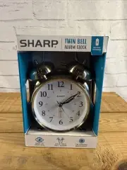 Old Fashioned Sharp Quartz Model SPC800 Alarm Clock Silver Tone Twin Bells