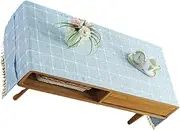Cotton Linen Tablecloth with Side Storage Pocket Rectangular TV Cabinet Tea Coffee Desktop Fringe Table Cloth for Garden, Embroider/Light Blue, 60 * 160cm