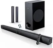 180W Sound Bar MEREDO 2 in 1 Detachable Soundbar for TV 2.1CH Soundbar with Subwoofer USB Audio Delivery 5 EQ Modes Treble & Bass Adjust (ARC Cable) Optical/BT 5.4/AUX, 12L Deep Bass - 32 Inch
