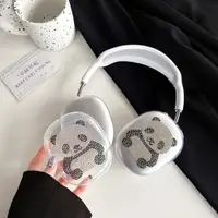 在飛比找蝦皮購物優惠-閃亮鑽石熊貓耳機套兼容 AirPods Max 軟矽膠透明耳