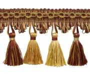 Burgundy Red Gold 2.75" Tassel Fringe Trim Royal Romance [By The Yard]