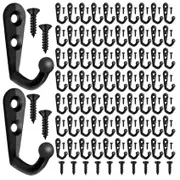 100 Pieces Of Double-hole Wall Mounted Single Hook Robe Hook Coat Hook And 210 Pieces Of Screws For black
