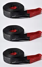 3X 2" 30 ft 14,000 lbs Tow Strap Black winch sling vehicle recovery 6.5 Ton 2x30