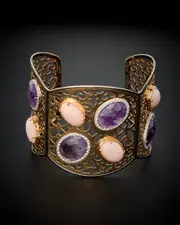 18K Italian Gold 20.00 ct. tw. Diamond & Gemstone Bangle Bracelet