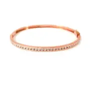 14k Rose Gold Channel Set Diamond Line Tennis Bangle Bracelet Tcw 1.00ct H/si