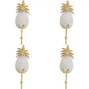4x LVD Resin Pineapple Hook White Decorative Home Decor Organisation 6.5x21cm