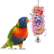 Bird Chewing Toys Hanging Parrot Shredder Toy with Bell Birdcage Accessories ...