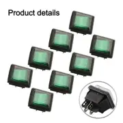 Waterproof Rocker Switch Set 8PCS with Green Light Indicator for Panel Mount
