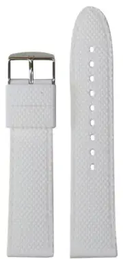 24mm PM White Ballistic Waterproof Silicone Watch Band w/ Match Stitch 120/85