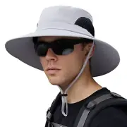 Duakrs Unisex Wide Brim Sun Hat,Outdoor UPF 50+ One Size Bucket / Light Gray