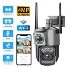 Dual Lens HD 4MP WiFi IP Camera Wireless Outdoor CCTV PTZ Home Security IR Cam
