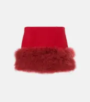 [Blumarine] Blumarine Feather-trimmed miniskirt AU 6 red