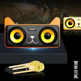 貓貓造型 雙人伴唱無線麥克風 貓頭鷹麥克風 家庭KTV附二支麥克風 (7.2折)