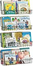 Wall Mounted Metal Kids Bookshelf, Floating Book Shelves for Kids Nursery Toddler Classroom, Hanging Book Shelf Organizer for Room Decor, Black, Set of 4