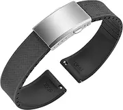 [ULLCHRO] FKM Rubber Watch Strap, Cut to Size Quick Release Fluororubber Watch Band Soft Replacement Watchband with Silver Milled Clasp for Men Women 18mm 19mm 20mm 21mm 22mm