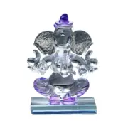 Purple and Transparent Double Sided Crystal Car Ganesha Showpiece