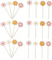 CAXUSD 40pcs Daisy Flower Cake Toppers for Birthday Parties Weddings Celebrations Lightweight Reusable Food Picks for Dessert Decoration Romantic Vibes Unique Flair