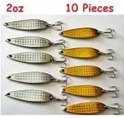 10 pcs 2oz Casting Spoons 5 Gold & 5 Silver Fishing Lures-Crocodile spoon style