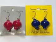 Vintage Carol-Jane Creations Lucite Pierced Dangle Earrings - Red or Blue