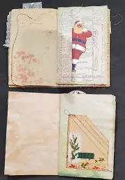 Christmas Themed 2 (two) Signatures NO COVER Unbound for Junk Journal unique C2