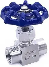 FSNEODYV Needle Valve, 1pcs 1/8" 1/4" 3/8" 1/2" Needle Valve, Stainless Steel Female Thread SS 304 Needle Valve(3/8")