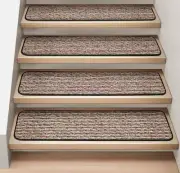 Set of 15 ATTACHABLE Carpet Stair Treads 9"x36" BLACK RIPPLE runner rugs