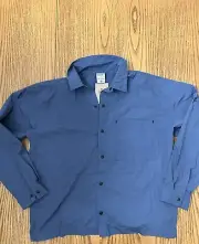 MENS NIKE TECH PACK OVERSIZED FIT REPEL UV BUTTON UP LONG SLEEVE BLUE SMALL $130