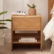 Koala Bedside Table with Drawer Storage and Cable Management, Sturdy Wood, Rounded Edges for Bedroom
