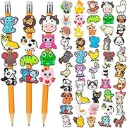50Pcs Pencil Toppers Bulk for Kid, Cute Pencil Clip Charms, Mixed Different Style Pen Toppers Class Prizes Rewards for Students