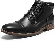 [Arkbird] Men's Oxford Leather Dress Boots - Stylish Cap Toe Side Zip Fashion Mid Top Casual Chukka Ankle Boot Business Work Shoes for Men