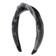 School and Holiday Velvet Knot Headband With Stars For Girls-Grey
