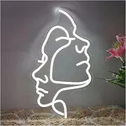 Hanging Art Neon Signs Human Art Face LED Neon Sign Acrylic Light USB Dimmer Switch for Home Living Room Studio Bar Club Wall Decor 23cmx40cm
