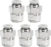 uxcell 5pcs Push to Connect Fittings 5/32" Tube OD x 1/4" NPT Thread Male Straight Union Fittings Copper Quick Connect Pneumatic Fittings for Semi Truck Trailers Air Brake System, White