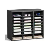 VEVOR Wooden Literature Organizer 24 Compartments with Adjustable Shelves Grey