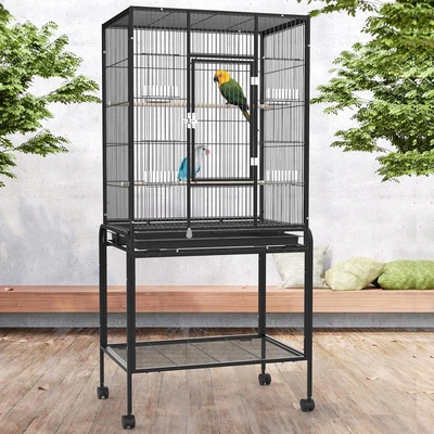 Advwin Bird Flight Cage, 66 X 43 X 135Cm Large Wrought Iron Budgie Aviary wit...